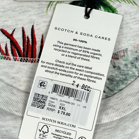 NEW Scotch & Soda Amsterdam Organic Cotton Cactus Palm Tree Short Sleeve Tee XXL - Picture 8 of 10
